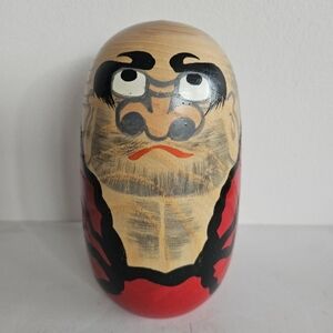 Vintage Japanese Kokeshi doll art carved wood, DARUMA OTANI YOSHIO Signed